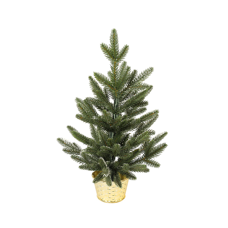 Mini árbol de Navidad con maceta dorada